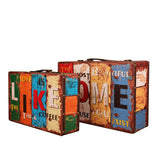 European Leather Retro Suitcase Storage