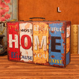 European Leather Retro Suitcase Storage