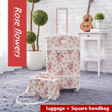 Vintage Rolling Luggage Set with Handbag