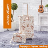 Vintage Rolling Luggage Set with Handbag