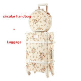 Vintage Rolling Luggage Set with Handbag