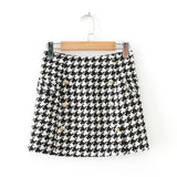 Women Houndstooth Mini Wrap Skirts
