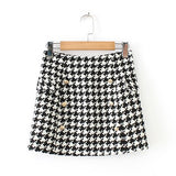 Women Houndstooth Mini Wrap Skirts