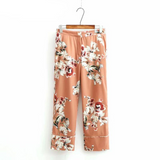 Autumn New Collection Women Flower Print Wide Leg Pants